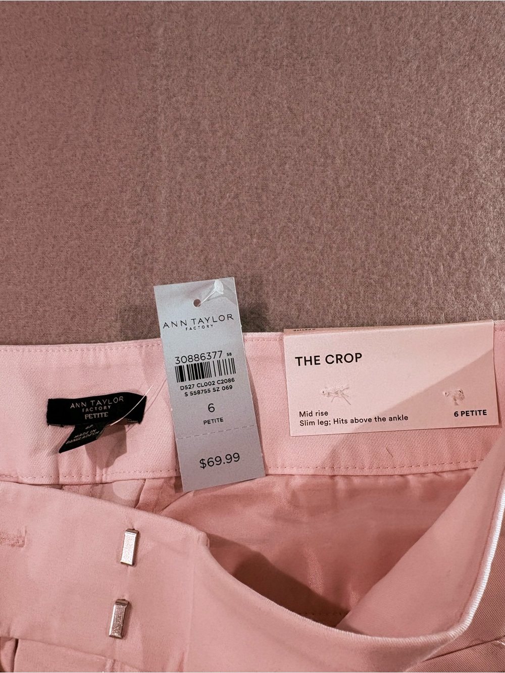 Ann Taylor Coquette Preppy Petite Work Pants NWT size 6P The Crop Mid Rise Slim - Picture 2 of 8